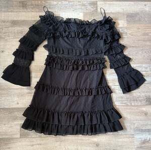 VENUS Black Ruffle Off-Shoulder Party Dress size 6